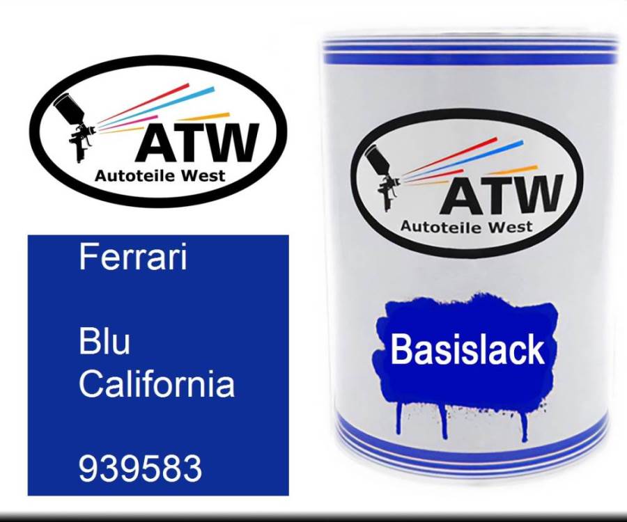 Ferrari, Blu California, 939583: 500ml Lackdose, von ATW Autoteile West.